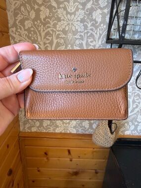 Kate Spade Brown Pebbled Leather Card Wallet